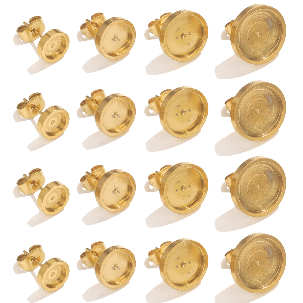 Resin Craft Kit - 10pcs 스테인레스 스틸 골드 귀걸이 스터드