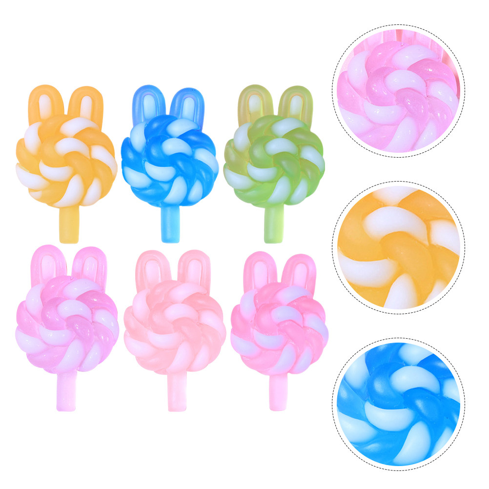 24Pcs 귀여운 만화 롤리팝 참 토끼 모양의 빛나는  - Resin Crafts 리뷰 및 가격